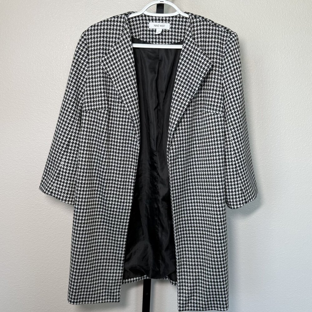 Nine West Houndstooth Print Coat, 3/4 sleeves, Small